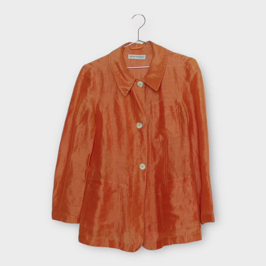 Emporio Armani Vintage Orange Silk Blend Sheer Structured Blazer